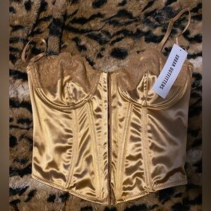 Urban Outfitters Gold Satin Corset Top - Medium